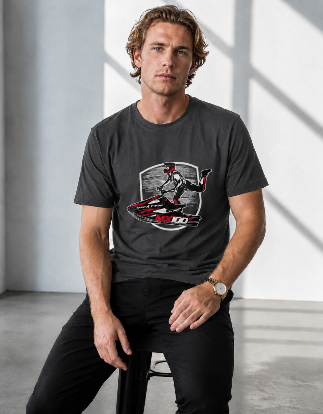 Vastrio Unisex Jet Ski Graphic Printed T-Shirt, Regular Fit Crew Neck Casual Wear T-Shirt for Men & Women, Water Sports Racing Adventure Streetwear Tee