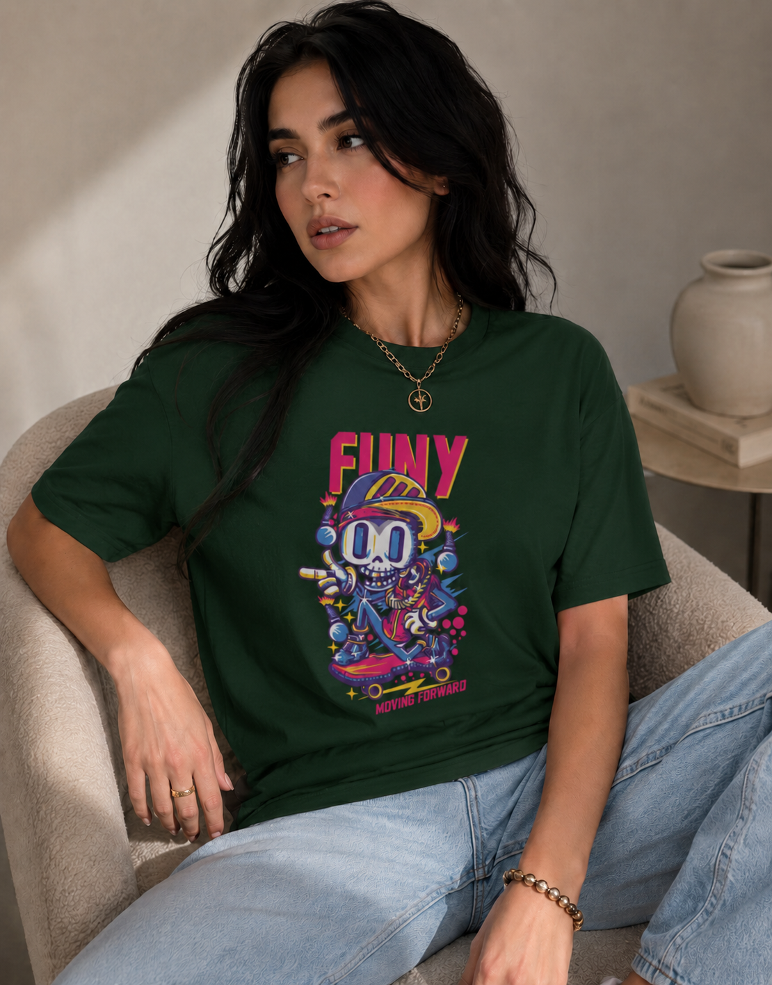 Vastrio Unisex Funny Graphic Printed T-Shirt, Regular Fit Crew Neck Casual Wear T-Shirt for Men & Women, Cartoon Skateboard Streetwear Graphic Te