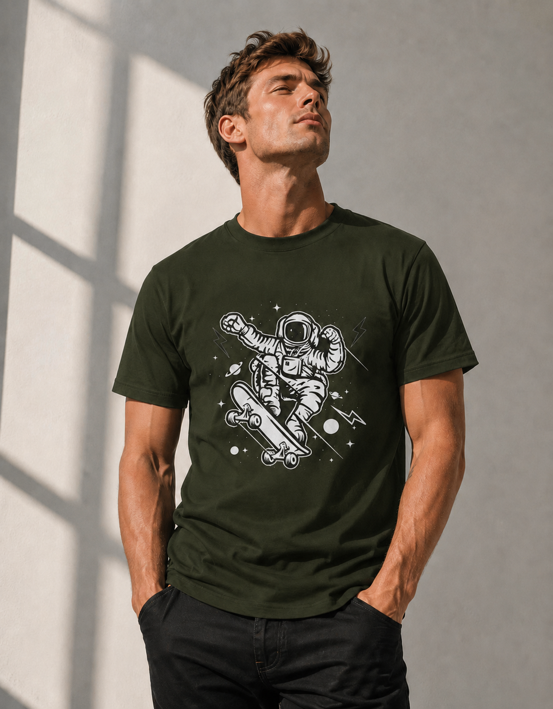 T-shirt unisexe léger en coton à col rond