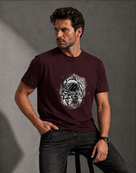 Vastrio Unisex Astronaut Graphic Printed T-Shirt | Space Themed Casual Round Neck Tee for Men & Women