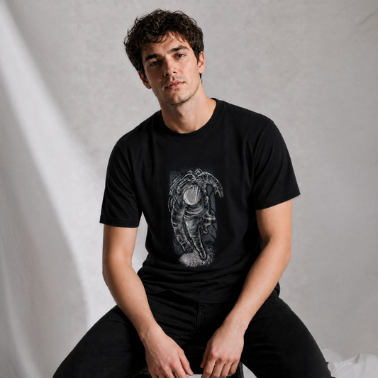 Vastrio Unisex Pure Cotton Astronaut Graphic Printed T-Shirt for Men & Women | Space Theme Regular Fit Casual T-Shirt