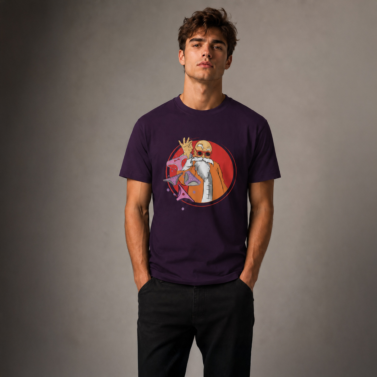 Vastrio Unisex Pure Cotton Kung Fu Master Graphic Printed T-Shirt for Men & Women | Martial Arts Anime Inspired Casual Black T-Shirt