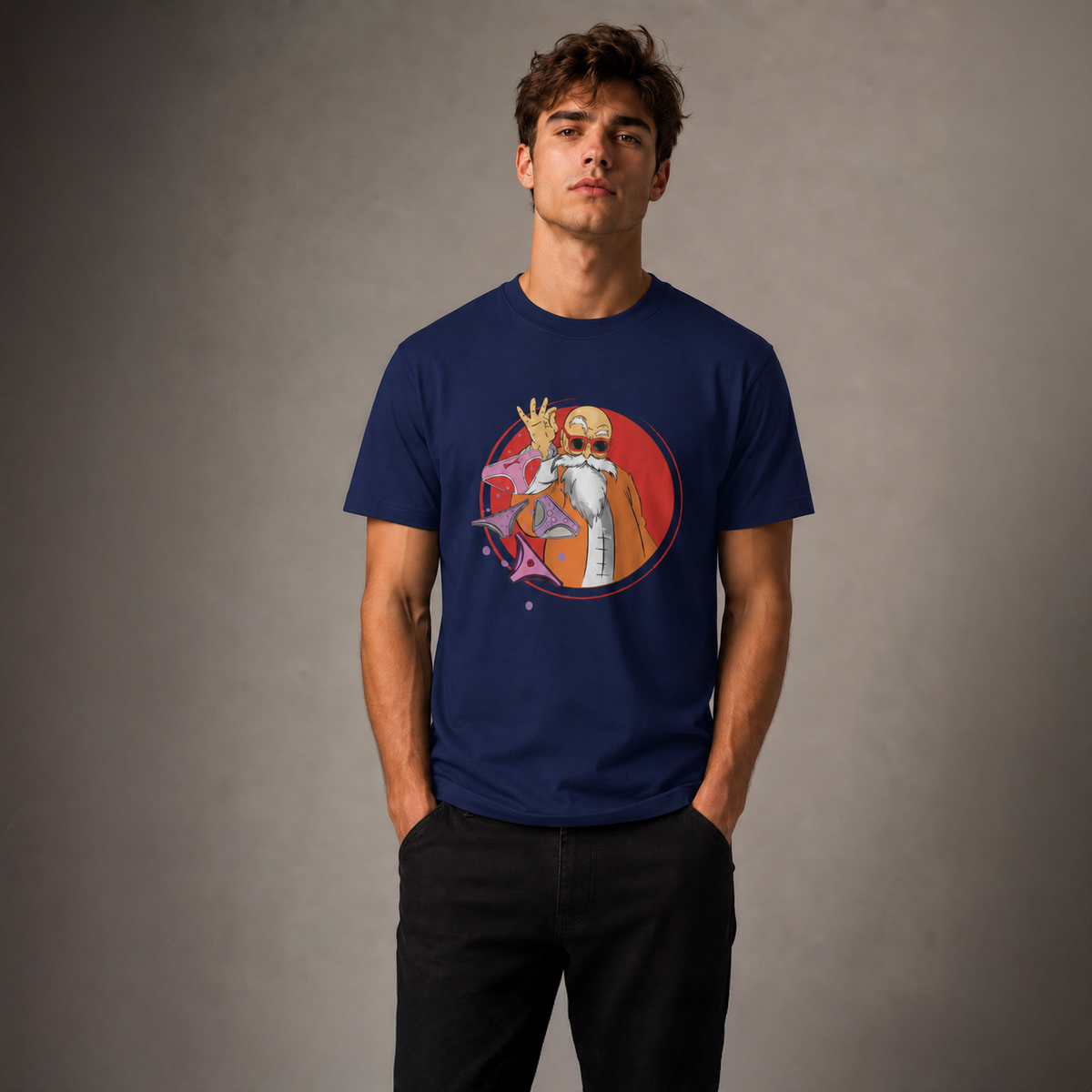 Vastrio Unisex Pure Cotton Kung Fu Master Graphic Printed T-Shirt for Men & Women | Martial Arts Anime Inspired Casual Black T-Shirt
