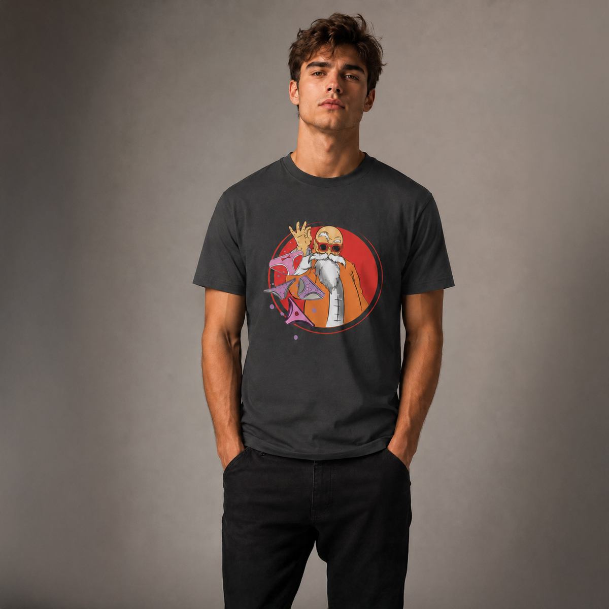 Vastrio Unisex Pure Cotton Kung Fu Master Graphic Printed T-Shirt for Men & Women | Martial Arts Anime Inspired Casual Black T-Shirt