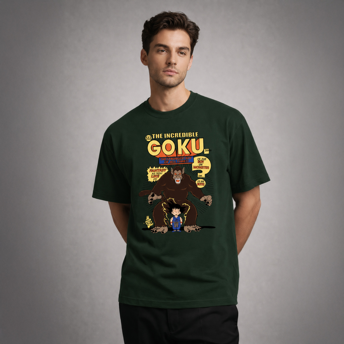 Vastrio Unisex Pure Cotton Goku Graphic Printed T-Shirt for Men & Women | Retro Anime Inspired Black Casual T-Shirt