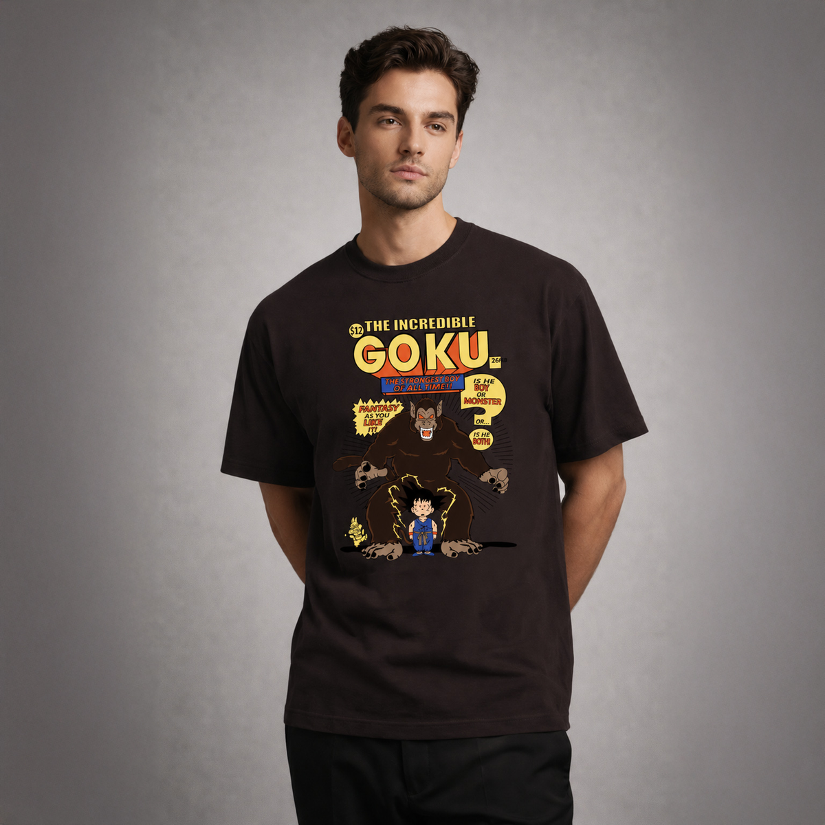 Vastrio Unisex Pure Cotton Goku Graphic Printed T-Shirt for Men & Women | Retro Anime Inspired Black Casual T-Shirt