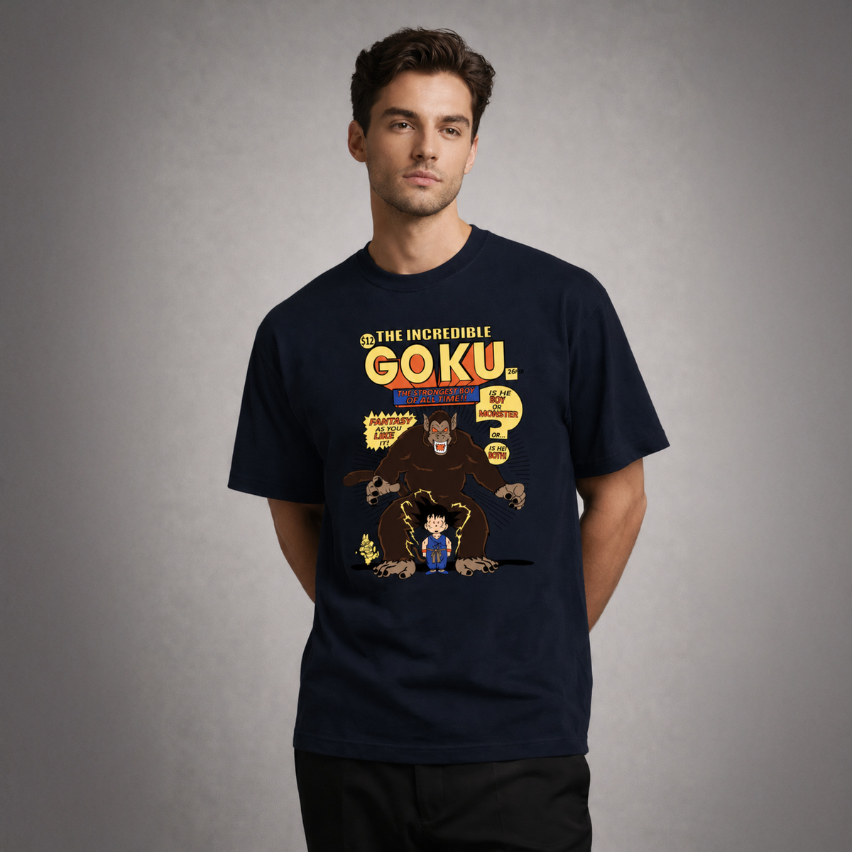 Vastrio Unisex Pure Cotton Goku Graphic Printed T-Shirt for Men & Women | Retro Anime Inspired Black Casual T-Shirt