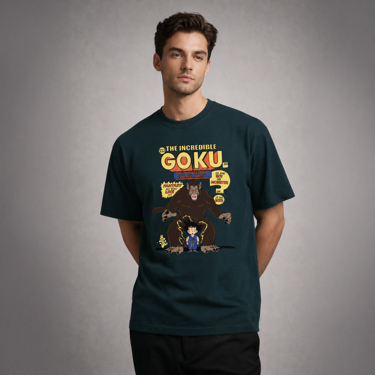 Vastrio Unisex Pure Cotton Goku Graphic Printed T-Shirt for Men & Women | Retro Anime Inspired Black Casual T-Shirt