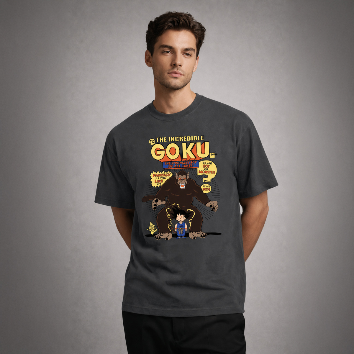 Vastrio Unisex Pure Cotton Goku Graphic Printed T-Shirt for Men & Women | Retro Anime Inspired Black Casual T-Shirt