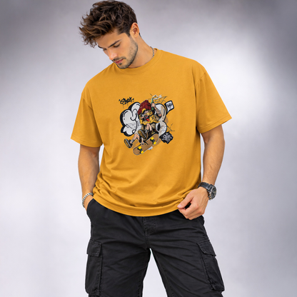Vastrio Unisex Cartoon Skateboard Graphic Printed T-Shirt for Men & Women | Black Crew Neck Casual Streetwear T-Shirt
