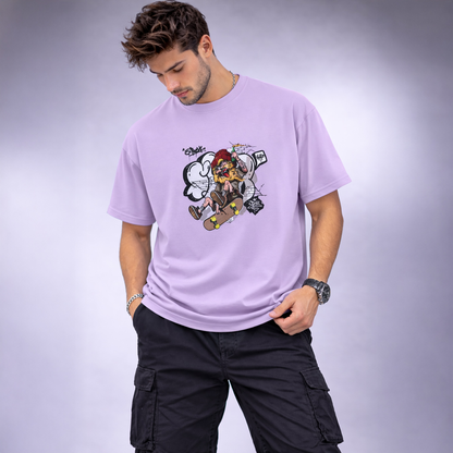Vastrio Unisex Cartoon Skateboard Graphic Printed T-Shirt for Men & Women | Black Crew Neck Casual Streetwear T-Shirt