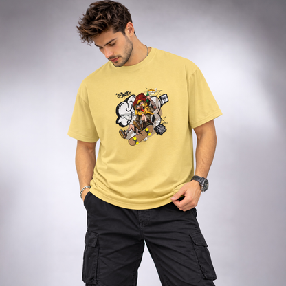 Vastrio Unisex Cartoon Skateboard Graphic Printed T-Shirt for Men & Women | Black Crew Neck Casual Streetwear T-Shirt