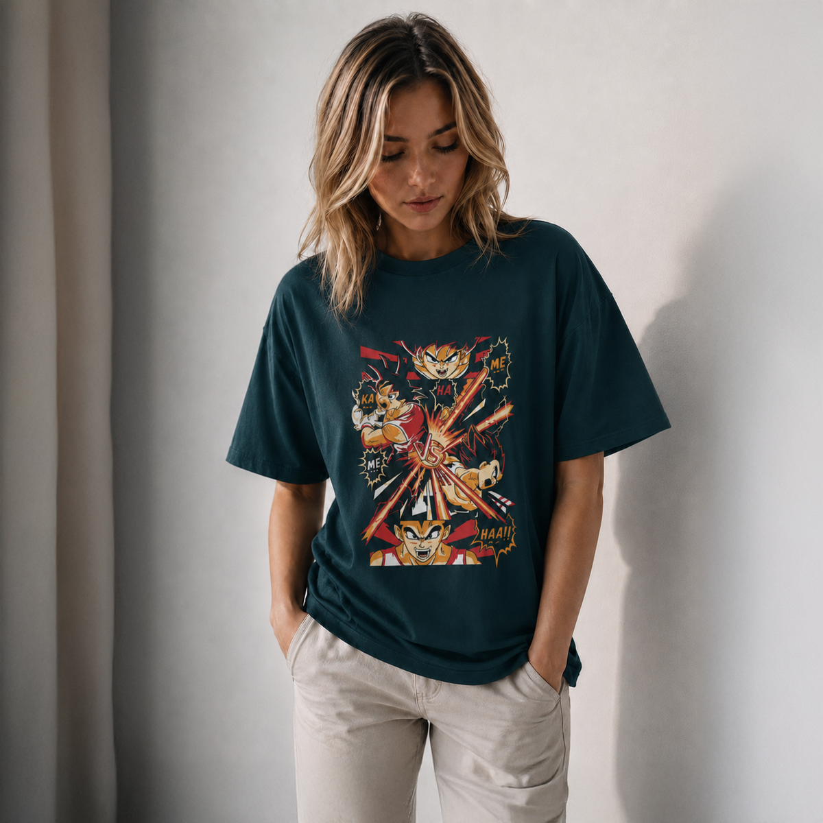 Vastrio Unisex Anime Graphic Printed T Shirt for Men & Women | 100% Pure Cotton Petrol Blue Round Neck Half Sleeve T-Shirt | Japanese Anime Streetwear Casual T-Shirt