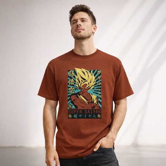 Vastrio Unisex Goku Super Saiyan Anime T Shirt for Men & Women | 100% Pure Cotton Round Neck Half Sleeve Graphic Printed T-Shirt | Dragon Ball Z Anime T-Shirt