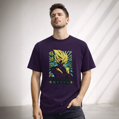 Vastrio Unisex Goku Super Saiyan Anime T Shirt for Men & Women | 100% Pure Cotton Round Neck Half Sleeve Graphic Printed T-Shirt | Dragon Ball Z Anime T-Shirt