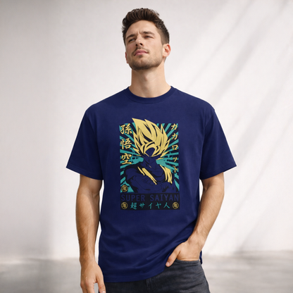 Vastrio Unisex Goku Super Saiyan Anime T Shirt for Men & Women | 100% Pure Cotton Round Neck Half Sleeve Graphic Printed T-Shirt | Dragon Ball Z Anime T-Shirt