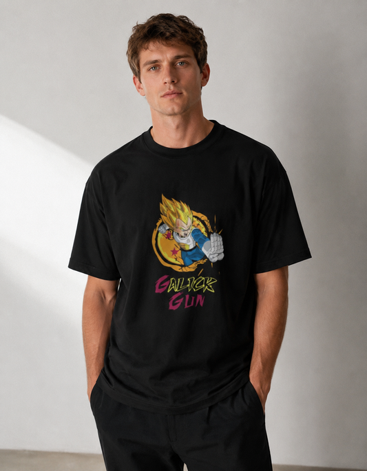 Vastrio Unisex Vegeta Galick Gun Anime T-Shirt, Super Saiyan Dragon Ball Z Graphic Printed Round Neck Half Sleeve Cotton T-Shirt for Men & Women