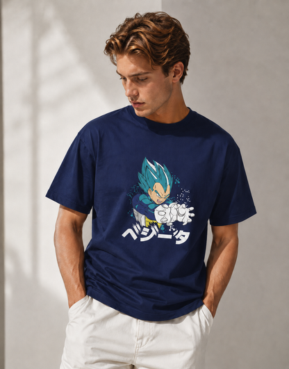 Vastrio Unisex Vegeta Anime T-Shirt | 100% Pure Cotton Dragon Ball Super Graphic Printed Round Neck Half Sleeve T-Shirt for Men & Women
