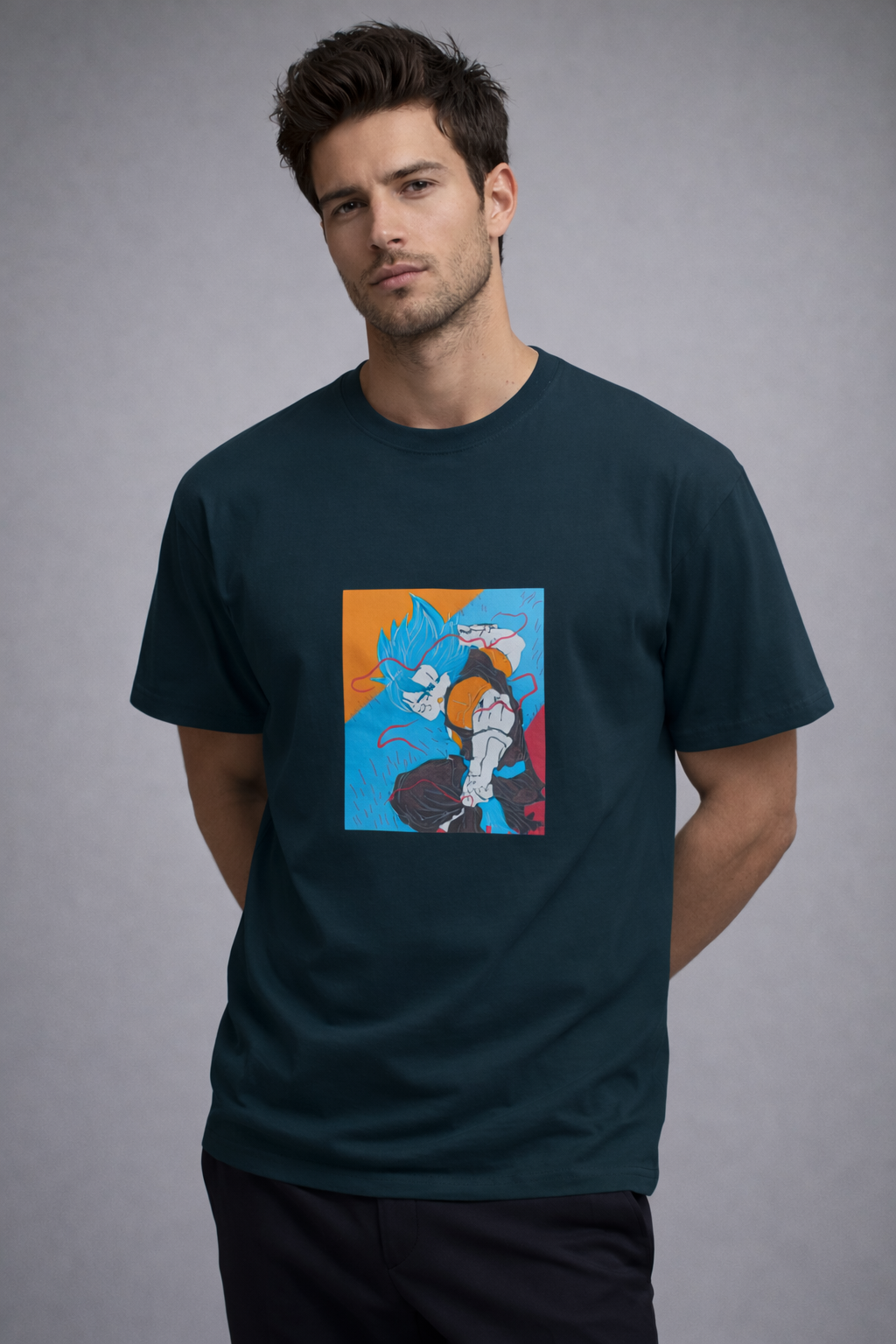 Vastrio Unisex Goku Super Saiyan Blue Anime T-Shirt | Dragon Ball Graphic Printed White T-Shirt | Anime Streetwear Tee