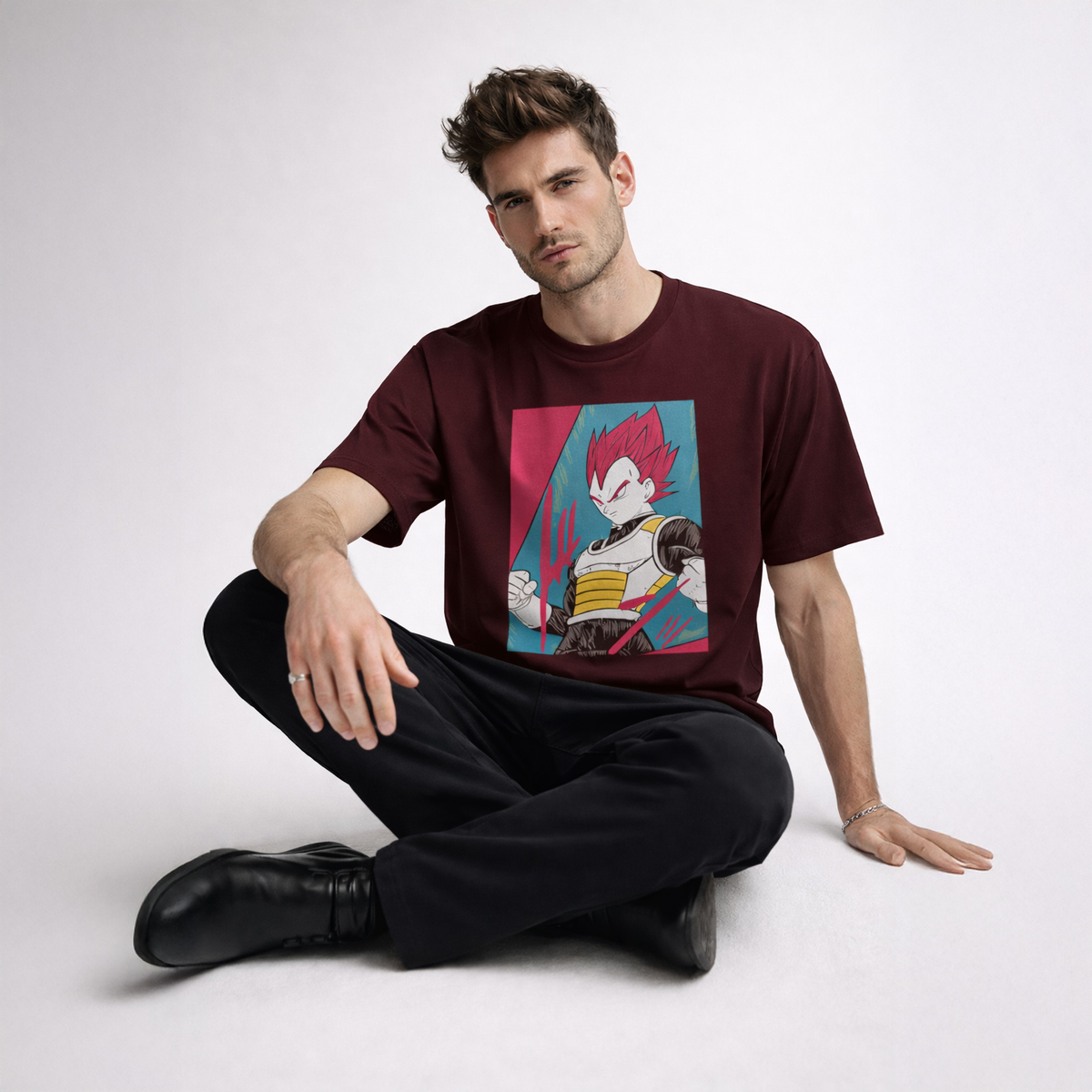 Vastrio Unisex Vegeta Anime T-Shirt | Dragon Ball Z Graphic Printed Round Neck Half Sleeve T-Shirt for Men & Women | Anime Streetwear