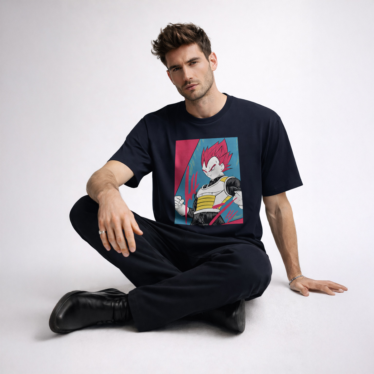 Vastrio Unisex Vegeta Anime T-Shirt | Dragon Ball Z Graphic Printed Round Neck Half Sleeve T-Shirt for Men & Women | Anime Streetwear