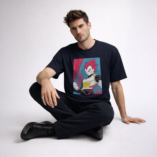 Vastrio Unisex Vegeta Anime T-Shirt | Dragon Ball Z Graphic Printed Round Neck Half Sleeve T-Shirt for Men & Women | Anime Streetwear