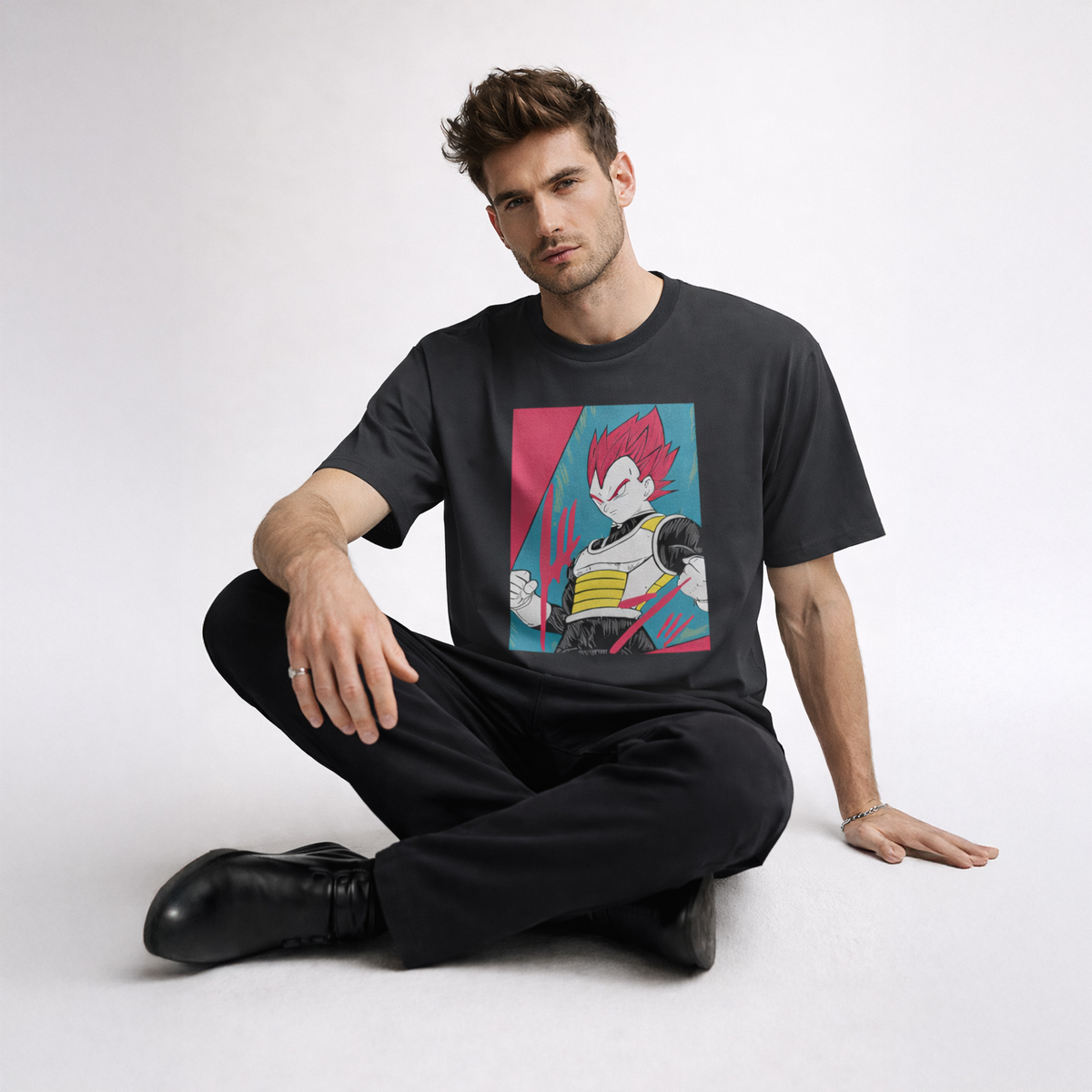 Vastrio Unisex Vegeta Anime T-Shirt | Dragon Ball Z Graphic Printed Round Neck Half Sleeve T-Shirt for Men & Women | Anime Streetwear