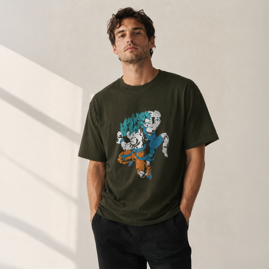 Vastrio Unisex Anime T Shirt for Men & Women, Dragon Ball Inspired Goku Vegeta Graphic Print T-Shirt, 100% Pure Cotton Round Neck Half Sleeve Casual Wear