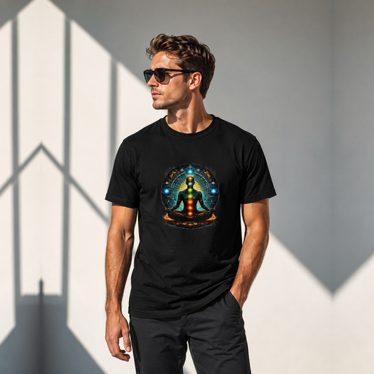 Vastrio Unisex Chakra Meditation Graphic T Shirt for Men & Women, Spiritual Yoga Printed T-Shirt, 100% Pure Cotton Round Neck Half Sleeve Casual Wear