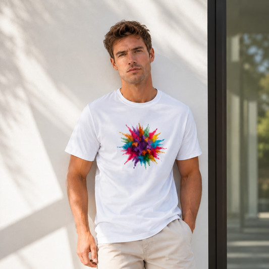 Vastrio Unisex Colorful Paint Splash T-Shirt for Men & Women | 100% Pure Cotton Round Neck Half Sleeve Graphic Tee