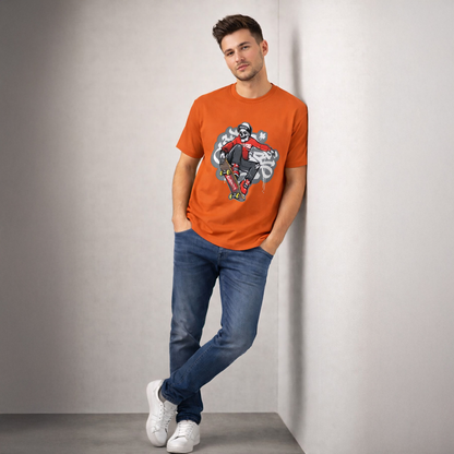 Vastrio Unisex Graphic Printed T Shirt for Men & Women | Skateboard Skull Streetwear T-Shirt | Regular Fit Casual Half Sleeve T-Shirt
