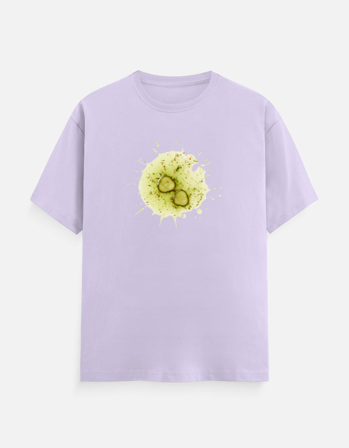 Unisex Classic Crew TShirt Versatile All-Season Casual Shirt in lavender with a colorful design on the front.