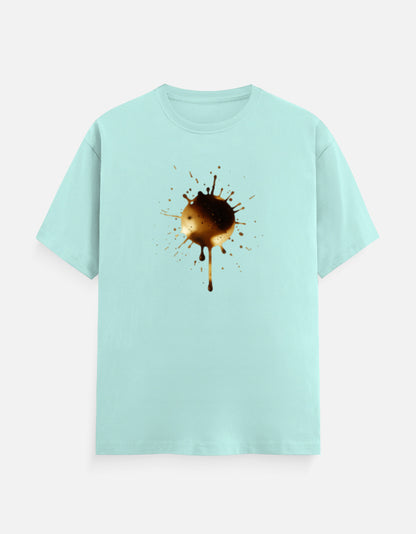 Unisex Classic Crew TShirt Versatile All-Season Casual Shirt featuring a unique splash print design on a light blue background.