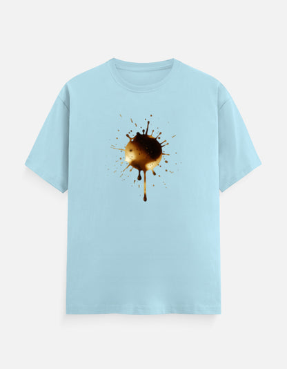 Unisex Classic Crew TShirt Versatile All-Season Casual Shirt in light blue with a stylish paint splash graphic.
