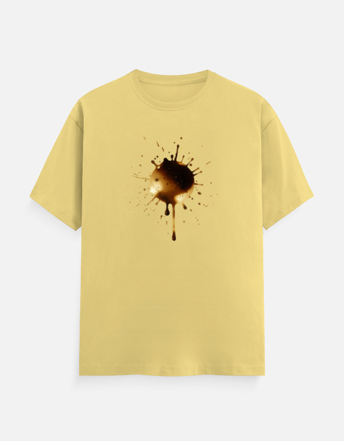 Unisex Classic Crew TShirt Versatile All-Season Casual Shirt in yellow with a paint splash design.