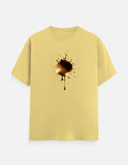 Unisex Classic Crew TShirt Versatile All-Season Casual Shirt in yellow with a paint splash design.