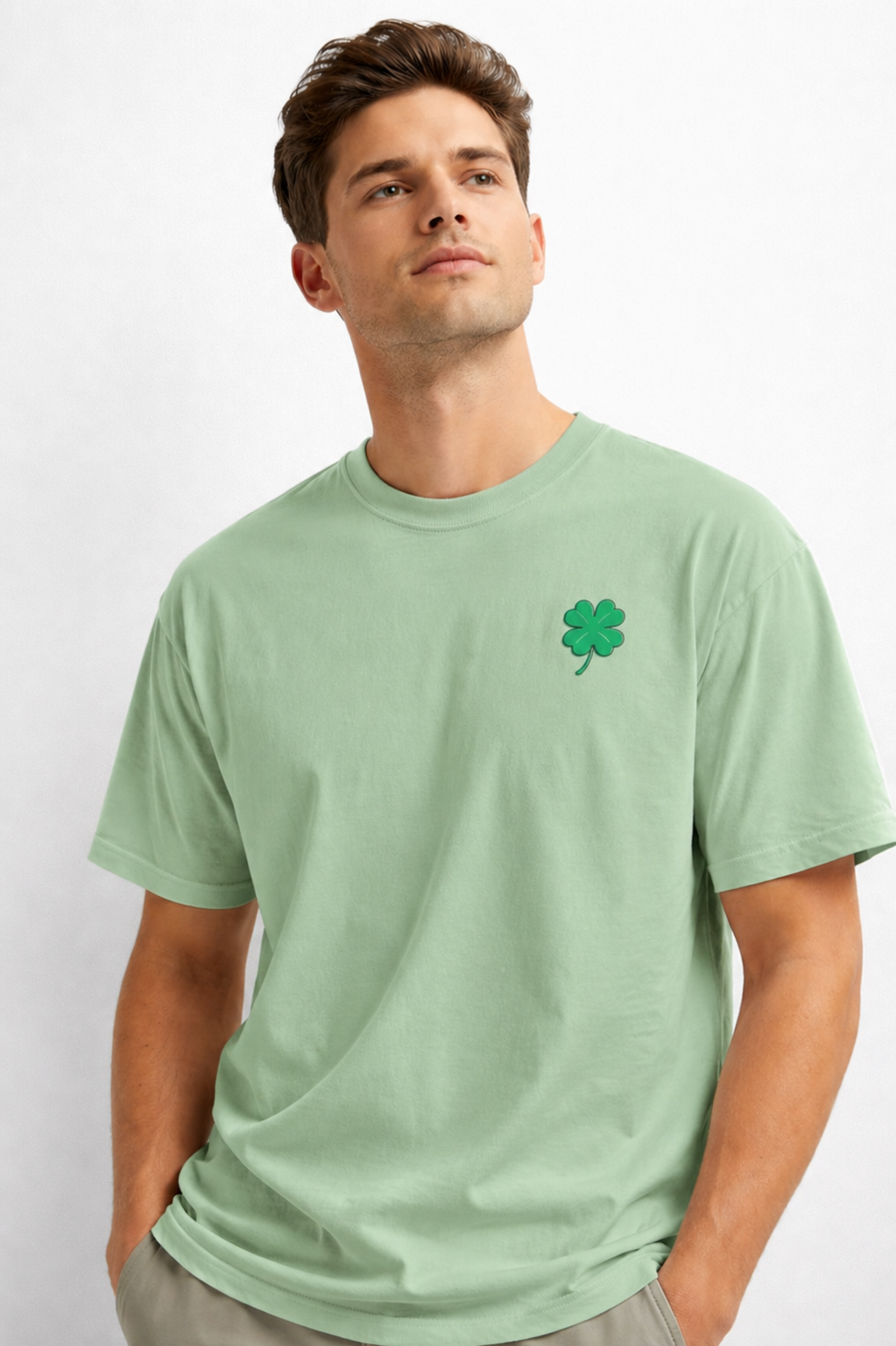 Vastrio Unisex Embroidered Clover T Shirt for Men & Women | Minimalist Casual Regular Fit Crew Neck Short Sleeve T-Shirt